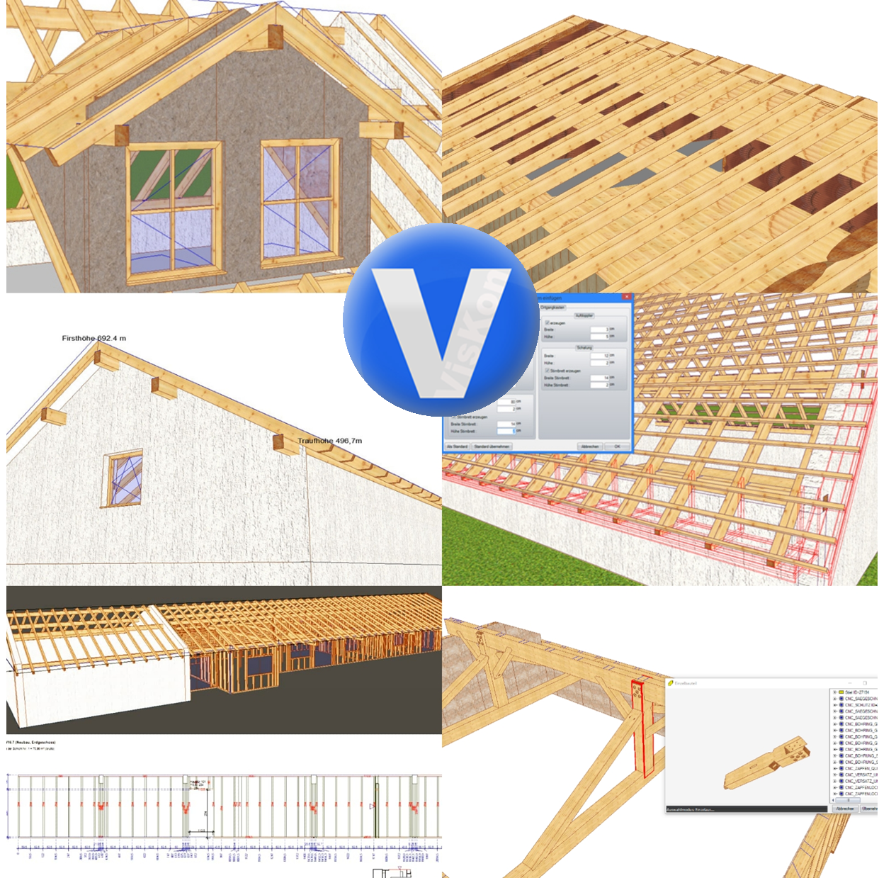 VISKON V15 3D-CAD/CAM Sektor A - Abbund-/Holzbau CAD | Jahresmiete mit Softwarepflege & Wartung