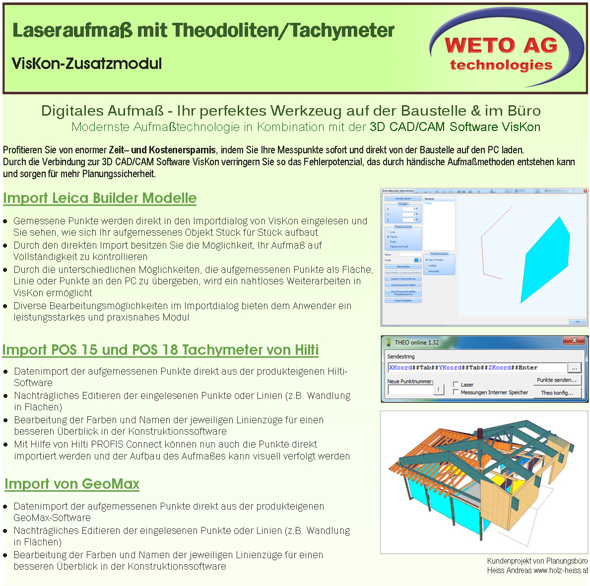 Laseraufmaß mit Theodoliten/Tachymeter | VisKon Zusatzmodul - zum Kauf
