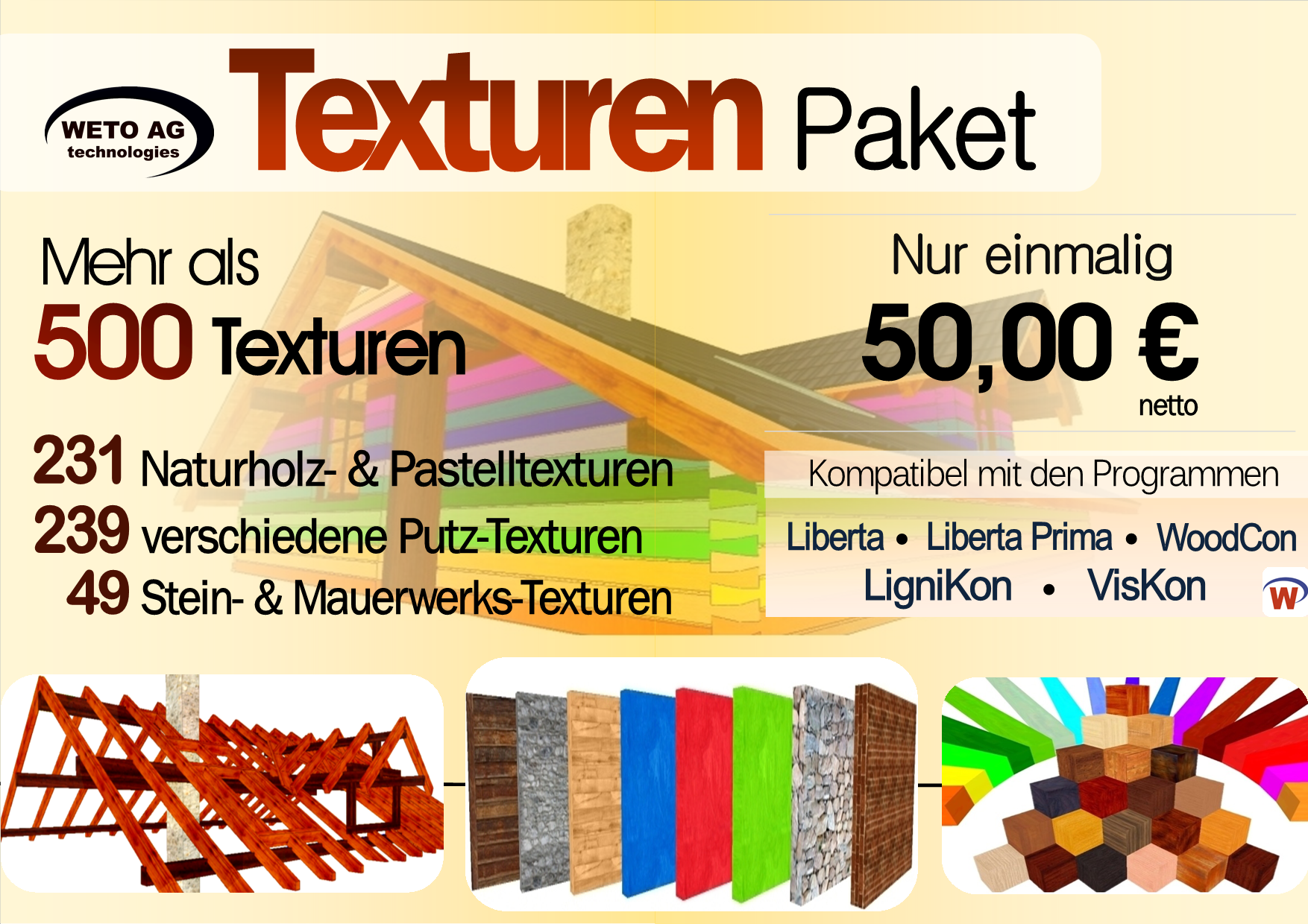TEXTUREN Paket 500 | Extra-Tool für WETO Holzbau-Programme
